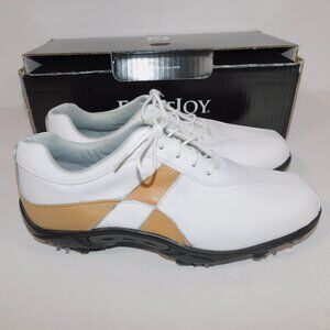 FootJoy Womens 9.5 M FJ Summer Series White Tan Lace Up Golf Shoe 98899 New Open